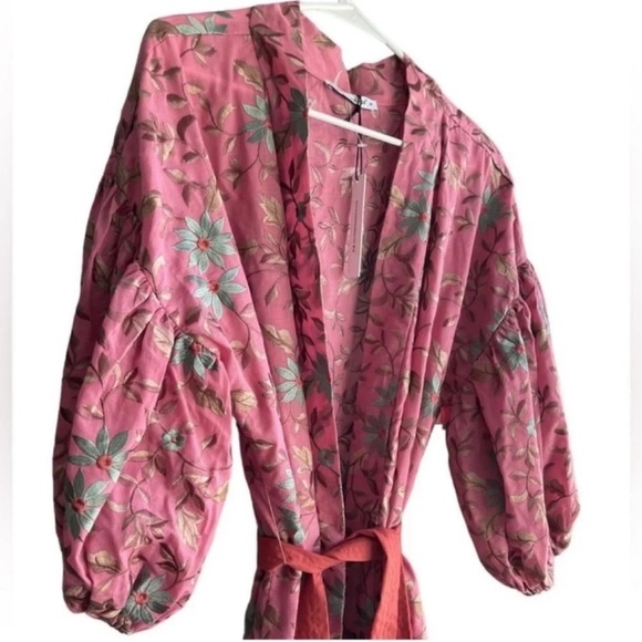 RODNER FIGUEROA Embroidery Floral MIDI Balloon Sleeves Kimono Dress Size M - Picture 10 of 11
